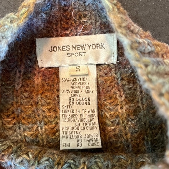 Vintage Jones New York Sport multi Colour Chunky Knit Turtle Neck Sweater Sz:S - Picture 10 of 12